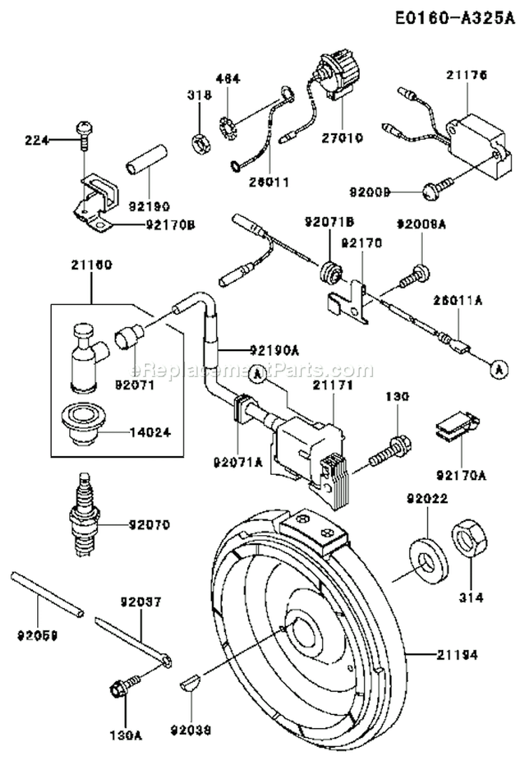 Page F Diagram and Parts List for FE250D AS06 Kawasaki Engine
