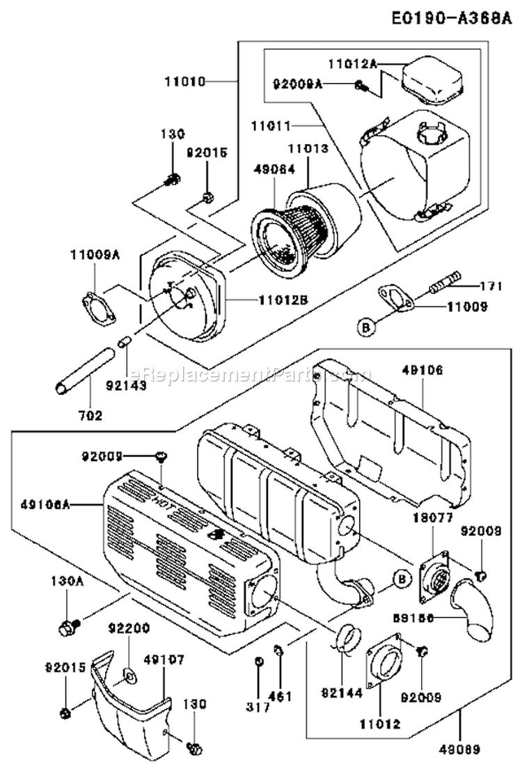 Page A Diagram and Parts List for FE250D AS07 Kawasaki Engine