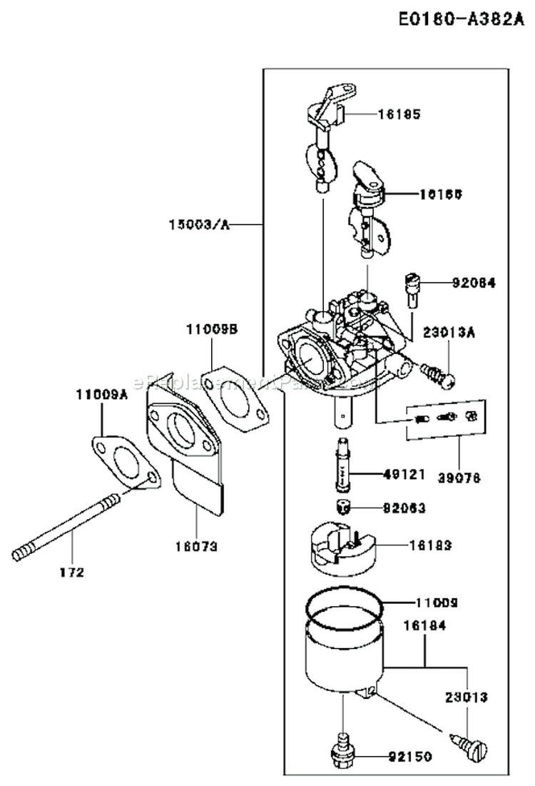 Page B Diagram and Parts List for FE250D AS07 Kawasaki Engine