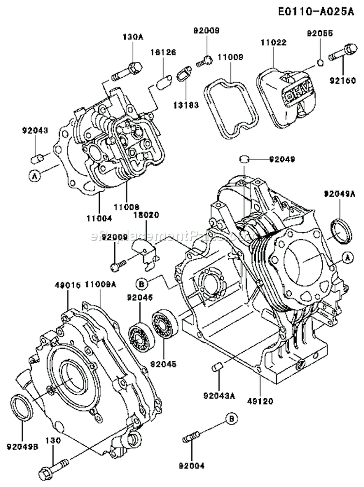 Page E Diagram and Parts List for FE250D AS07 Kawasaki Engine