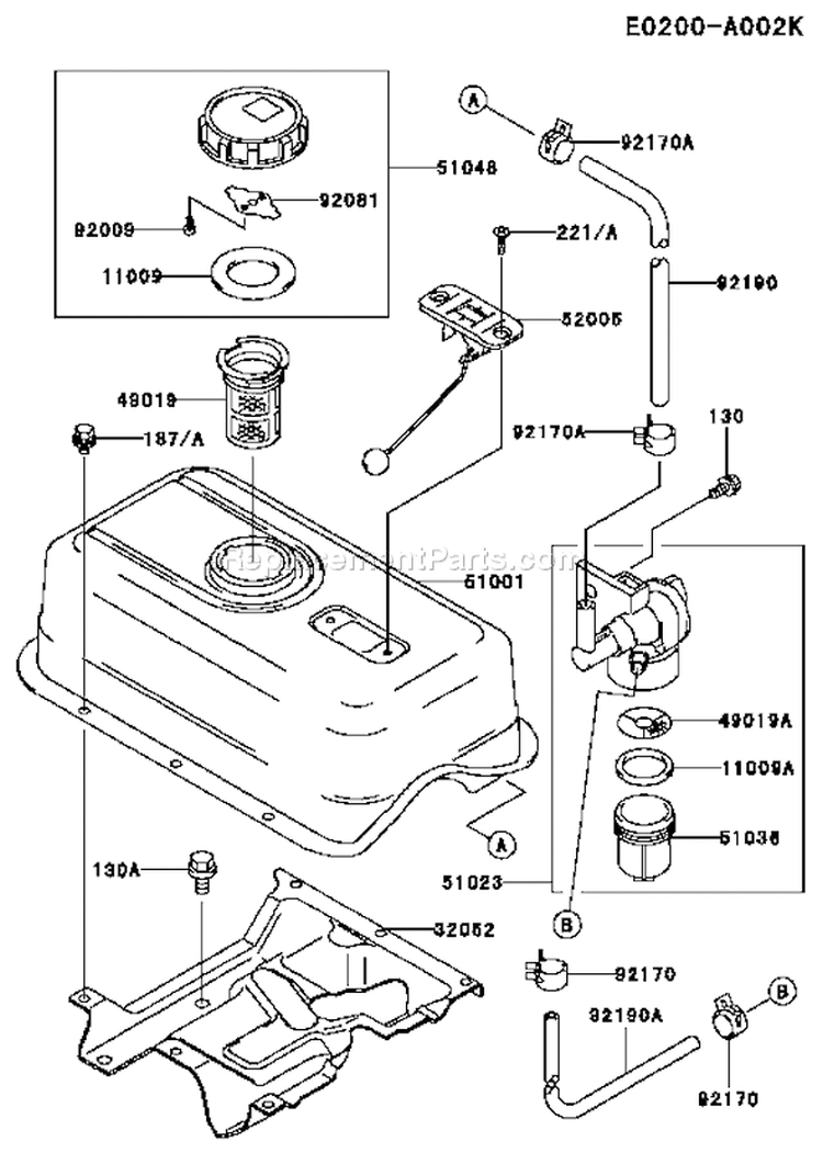 Page G Diagram and Parts List for FE250D AS08 Kawasaki Engine