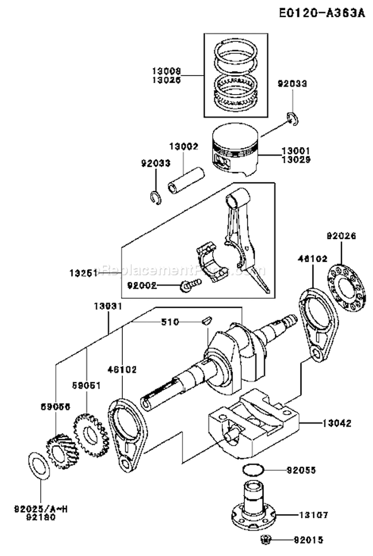Page J Diagram and Parts List for FE250D AS53 Kawasaki Engine