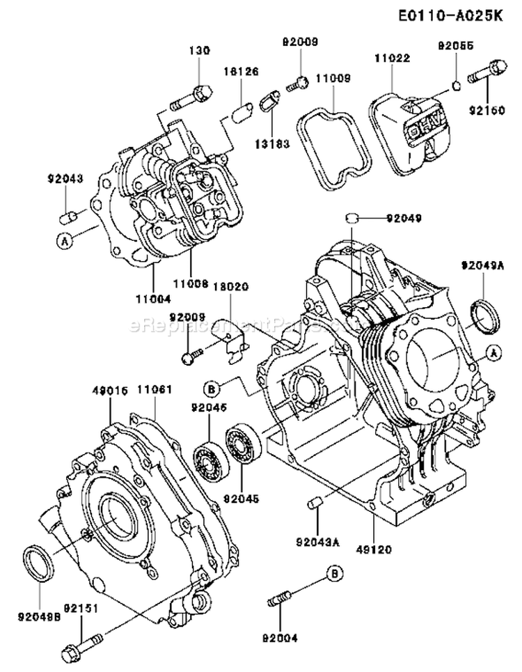 Page E Diagram and Parts List for FE250D AS53 Kawasaki Engine