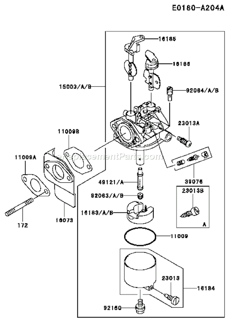 Page B Diagram and Parts List for FE250D BS00 Kawasaki Engine