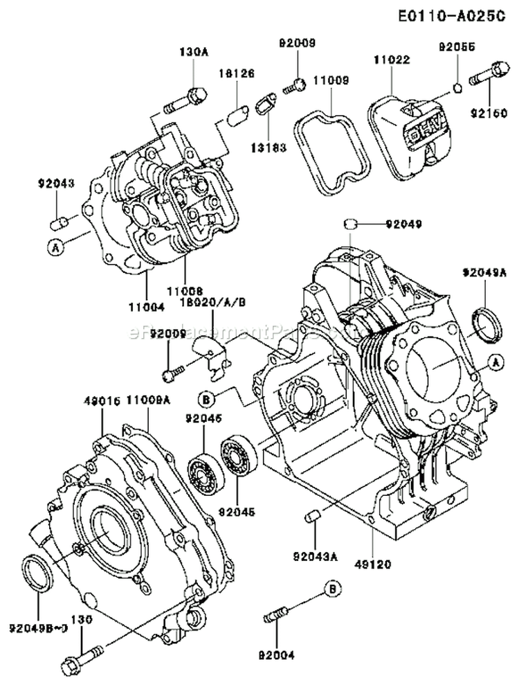 Page E Diagram and Parts List for FE250D BS00 Kawasaki Engine