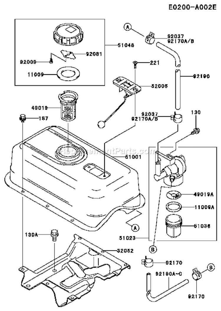 Page G Diagram and Parts List for FE250D BS00 Kawasaki Engine
