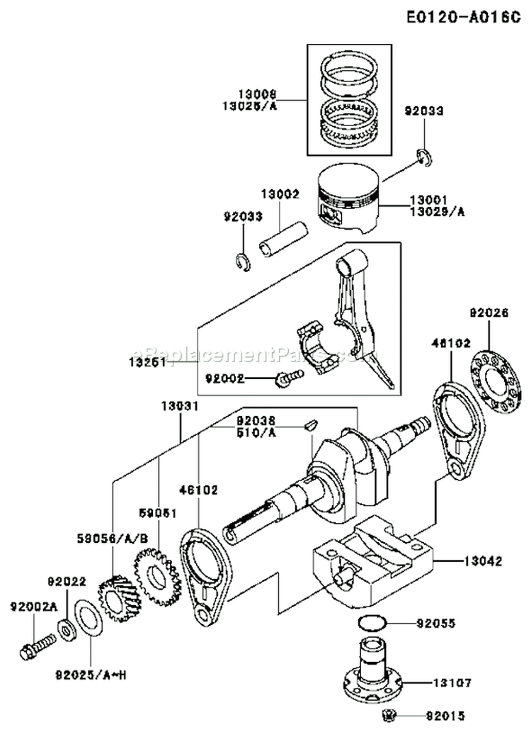 Page J Diagram and Parts List for FE250D BS00 Kawasaki Engine