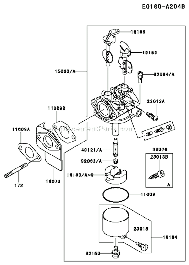 Page B Diagram and Parts List for FE250D BS01 Kawasaki Engine