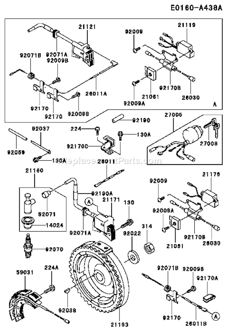 Page F Diagram and Parts List for FE250D BS01 Kawasaki Engine