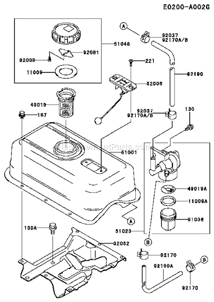 Page G Diagram and Parts List for FE250D BS01 Kawasaki Engine