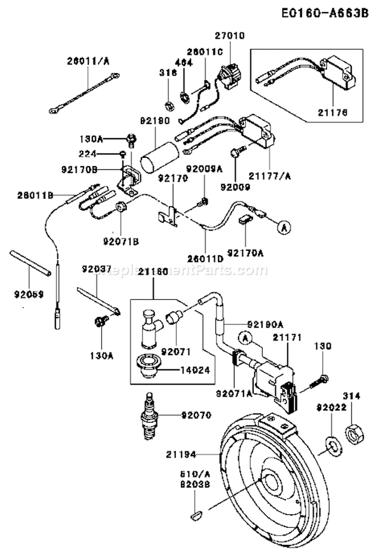 Page F Diagram and Parts List for FE250D CS09 Kawasaki Engine