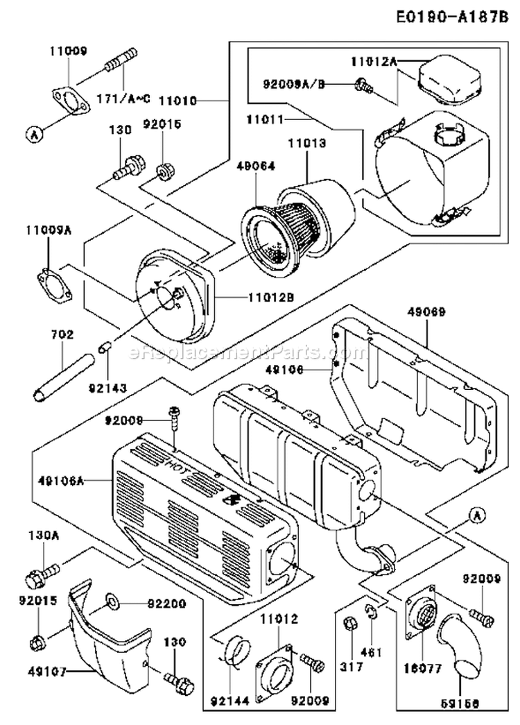 Page A Diagram and Parts List for FE250D BS05 Kawasaki Engine