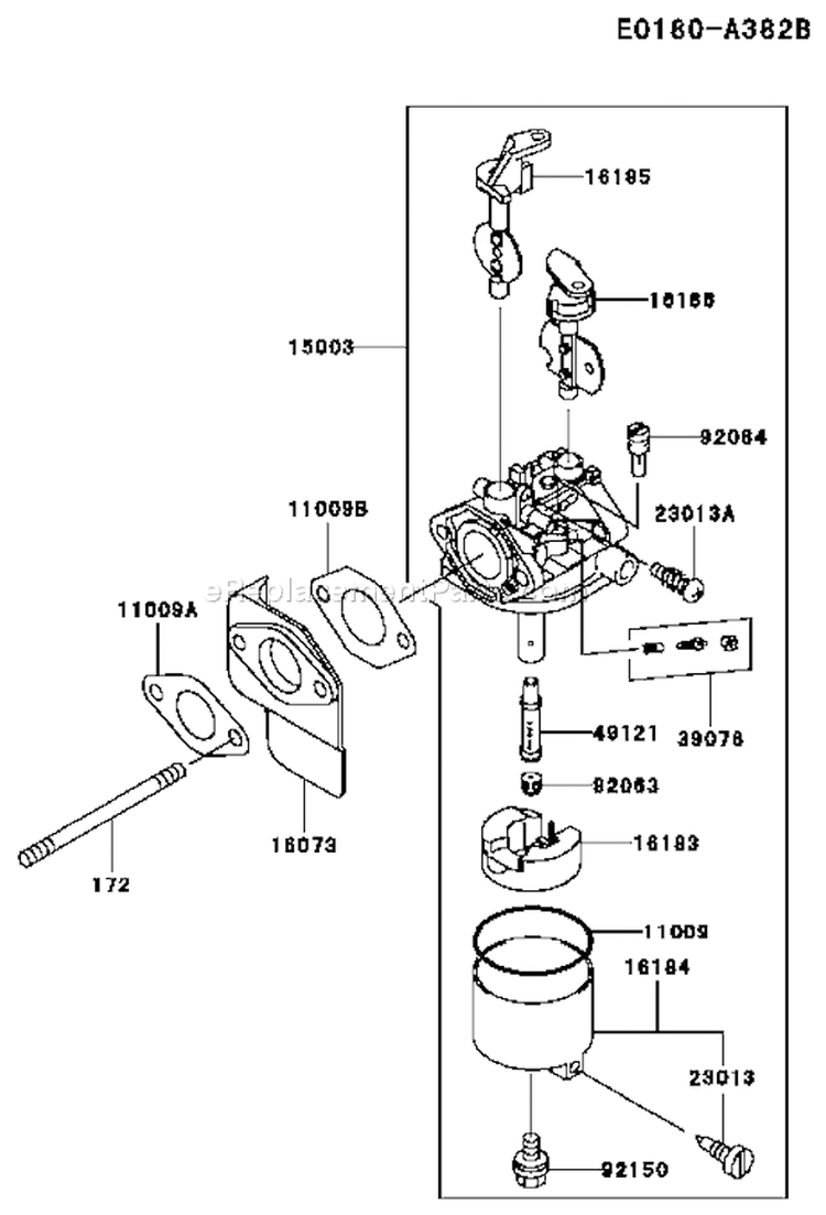 Page B Diagram and Parts List for FE250D FS05 Kawasaki Engine