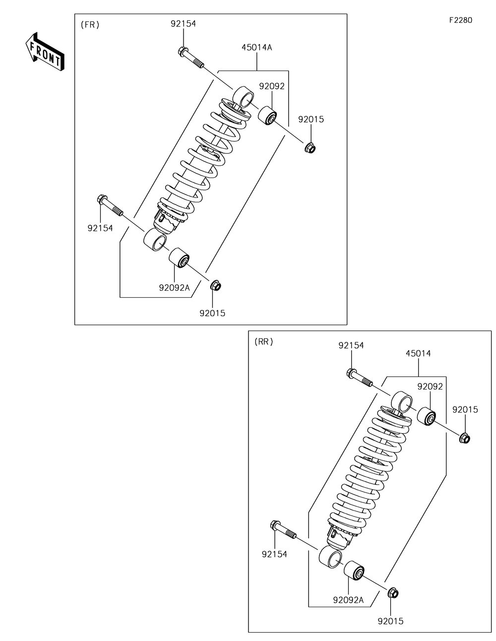 Shock Absorber Diagram and Parts List for KAF1000HJF 2018 Kawasaki Lawn Tractor Accessories