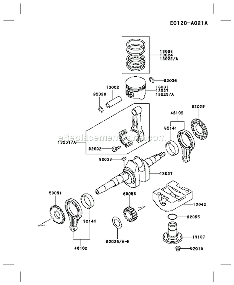 Page J Diagram and Parts List for FE290D AS07 Kawasaki Engine