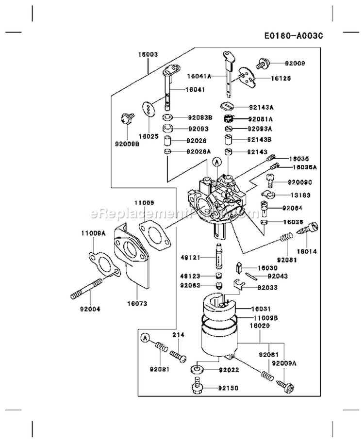Page B Diagram and Parts List for FE290D AS07 Kawasaki Engine