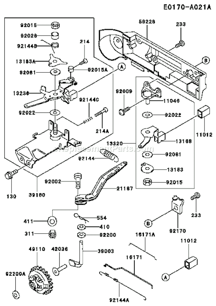 Page C Diagram and Parts List for FE290D AS07 Kawasaki Engine