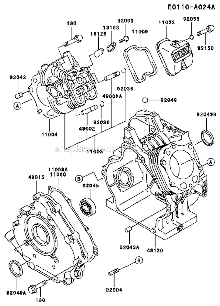 Page E Diagram and Parts List for FE290D AS07 Kawasaki Engine