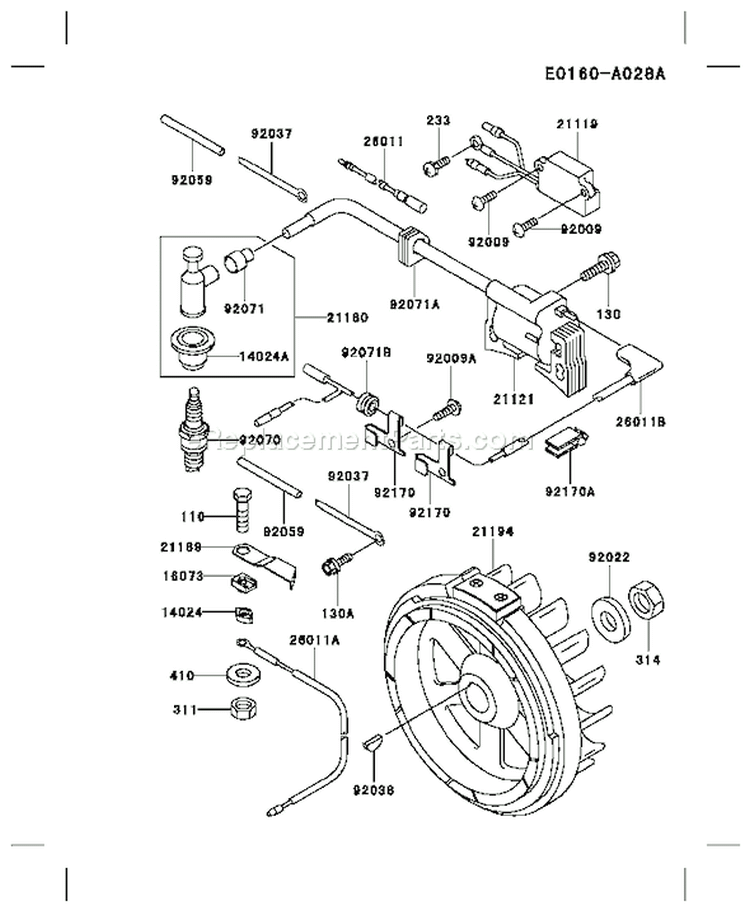 Page F Diagram and Parts List for FE290D AS07 Kawasaki Engine