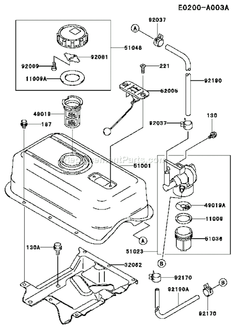 Page G Diagram and Parts List for FE290D AS07 Kawasaki Engine