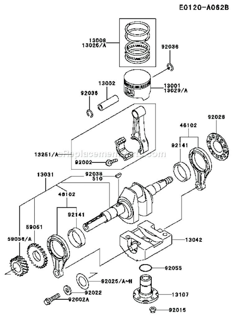 Page J Diagram and Parts List for FE290D AS12 Kawasaki Engine