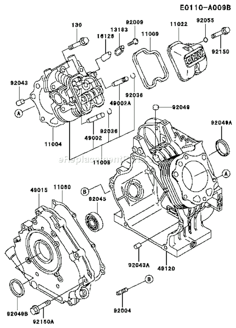 Page E Diagram and Parts List for FE290D AS12 Kawasaki Engine
