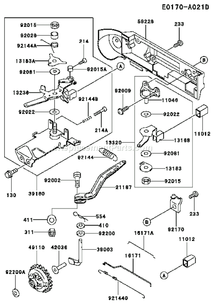 Page C Diagram and Parts List for FE290D AS14 Kawasaki Engine