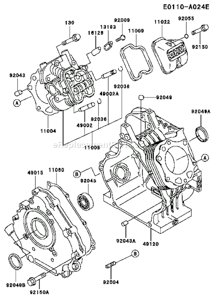 Page E Diagram and Parts List for FE290D AS14 Kawasaki Engine