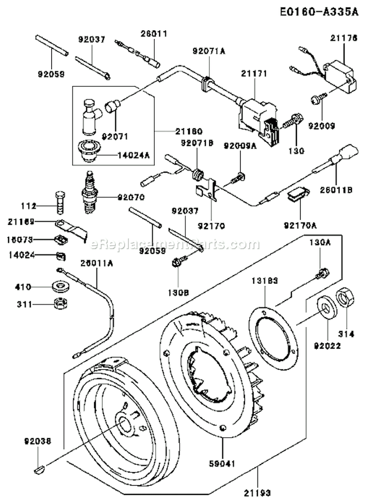 Page F Diagram and Parts List for FE290D AS14 Kawasaki Engine