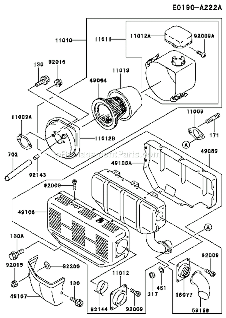 Page A Diagram and Parts List for FE290D AS16 Kawasaki Engine