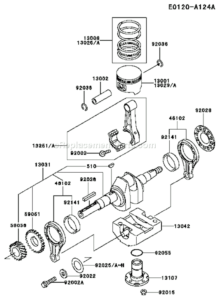 Page J Diagram and Parts List for FE290D AS16 Kawasaki Engine
