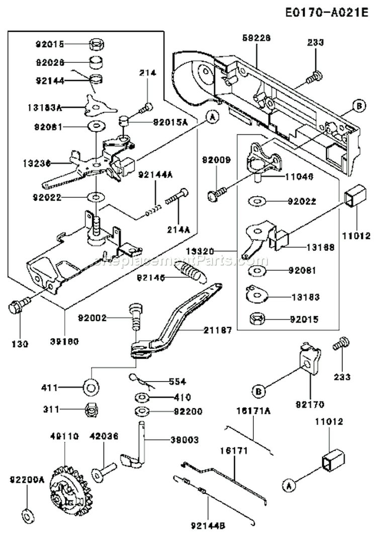 Page C Diagram and Parts List for FE290D AS16 Kawasaki Engine