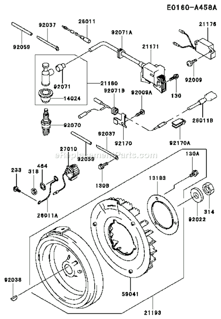 Page F Diagram and Parts List for FE290D AS16 Kawasaki Engine