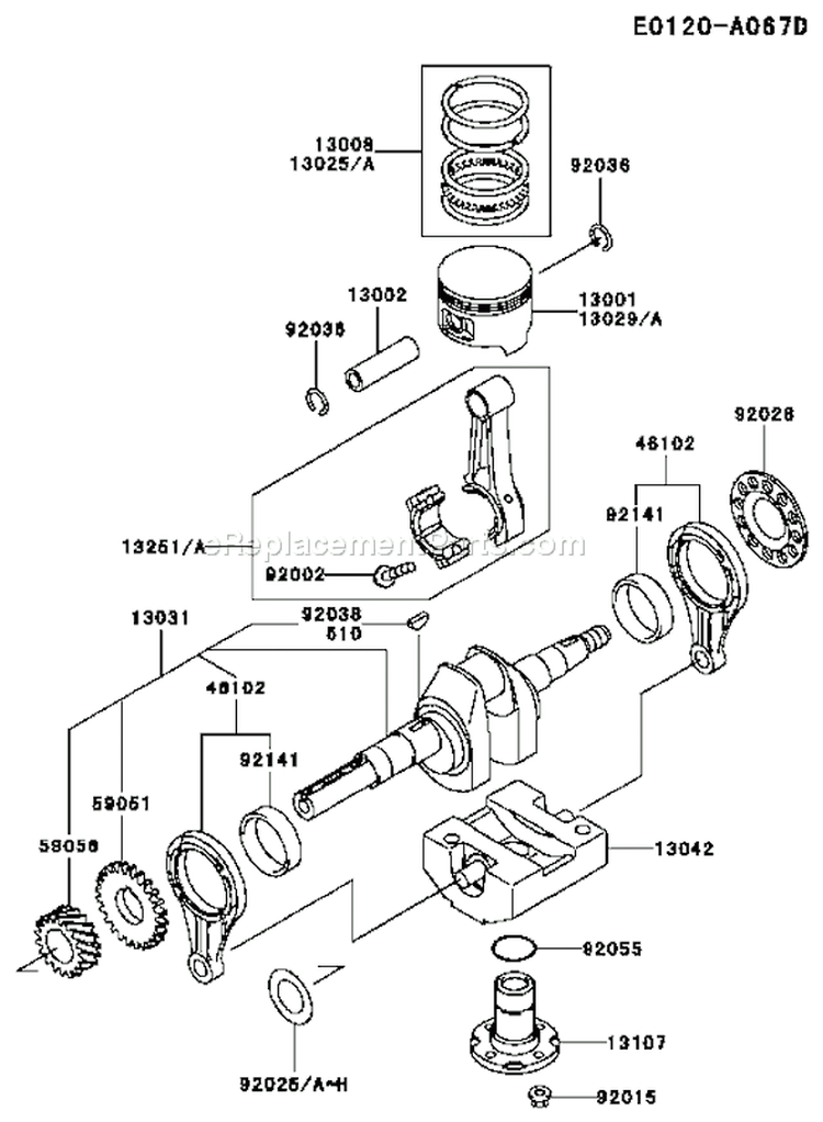Page J Diagram and Parts List for FE290D AS18 Kawasaki Engine