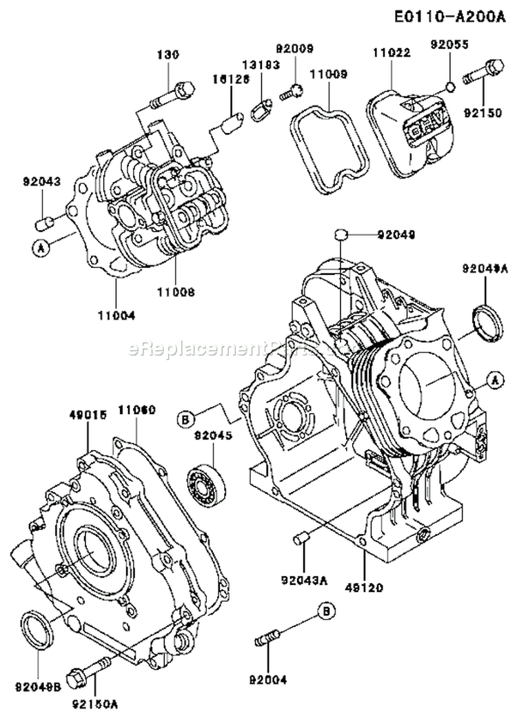 Page E Diagram and Parts List for FE290D AS18 Kawasaki Engine