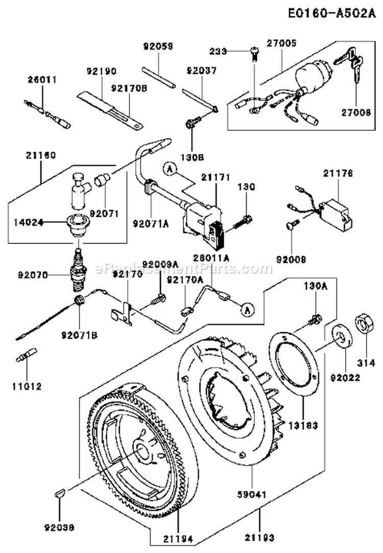 Page F Diagram and Parts List for FE290D AS18 Kawasaki Engine