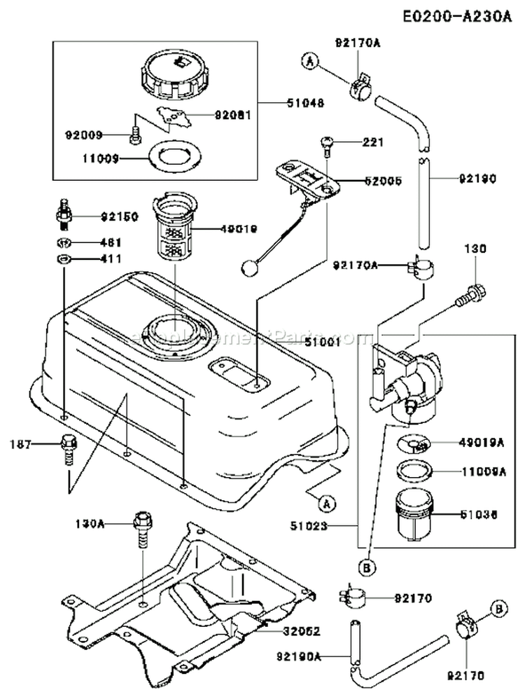 Page G Diagram and Parts List for FE290D AS18 Kawasaki Engine