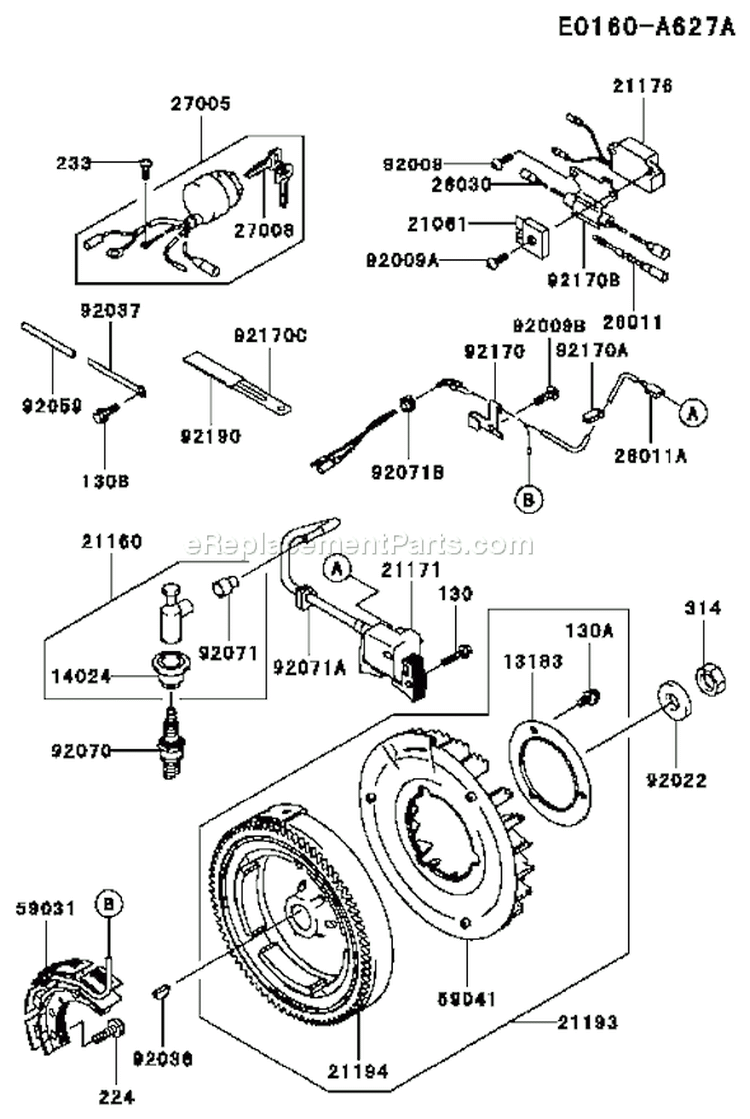Page F Diagram and Parts List for FE290D AS20 Kawasaki Engine