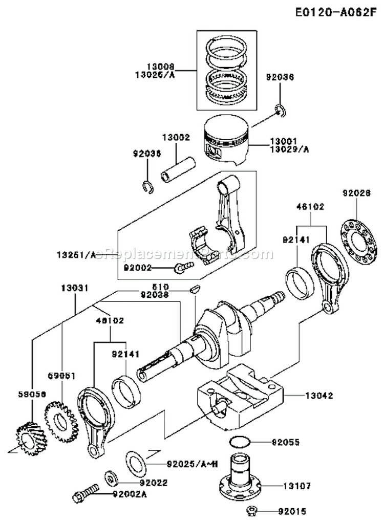 Page J Diagram and Parts List for FE290D AS22 Kawasaki Engine