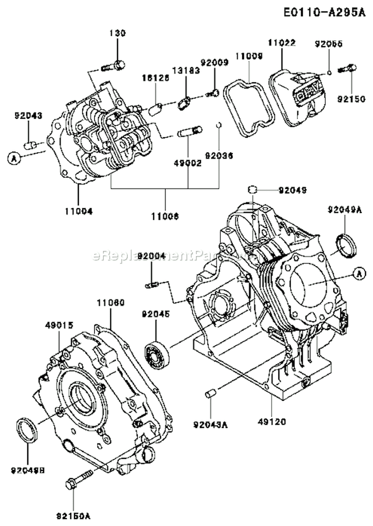 Page E Diagram and Parts List for FE290D AS23 Kawasaki Engine