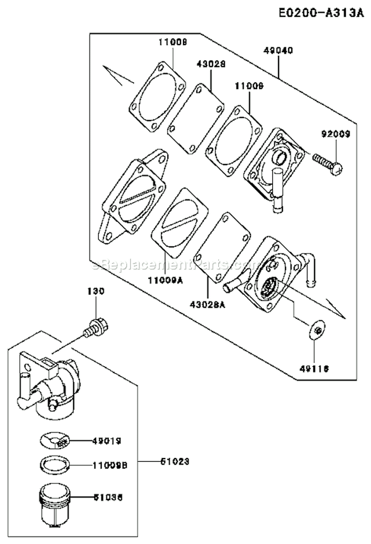 Page G Diagram and Parts List for FE290D AS23 Kawasaki Engine