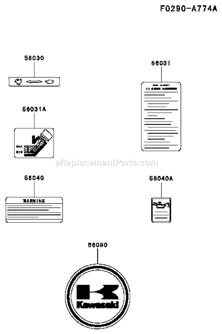 Page H Diagram and Parts List for FE290D AS23 Kawasaki Engine
