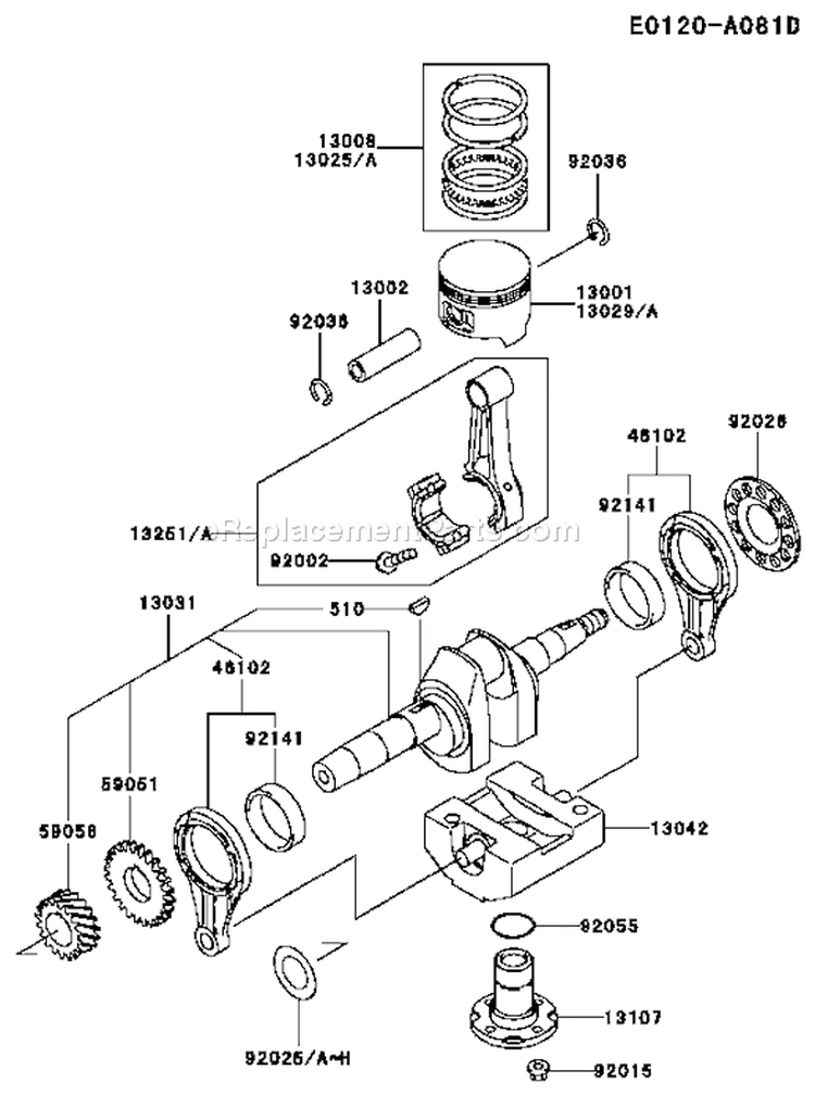 Page K Diagram and Parts List for FE290D AS24 Kawasaki Engine