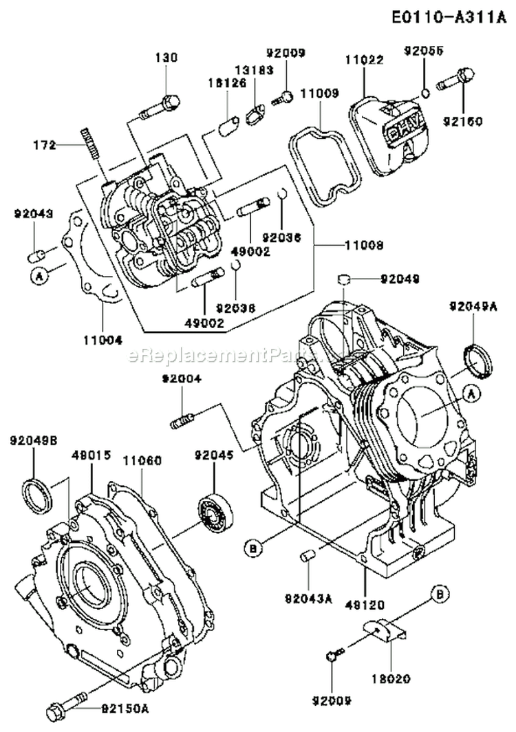 Page F Diagram and Parts List for FE290D AS24 Kawasaki Engine