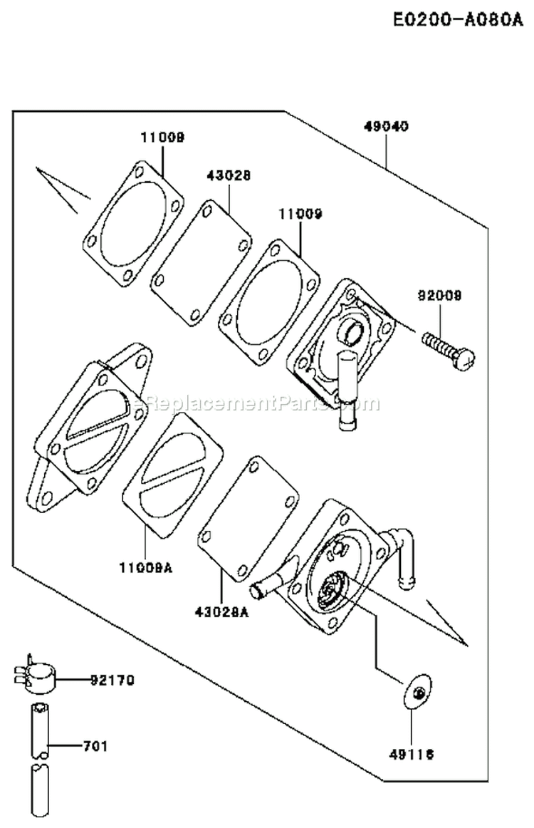 Page H Diagram and Parts List for FE290D AS24 Kawasaki Engine
