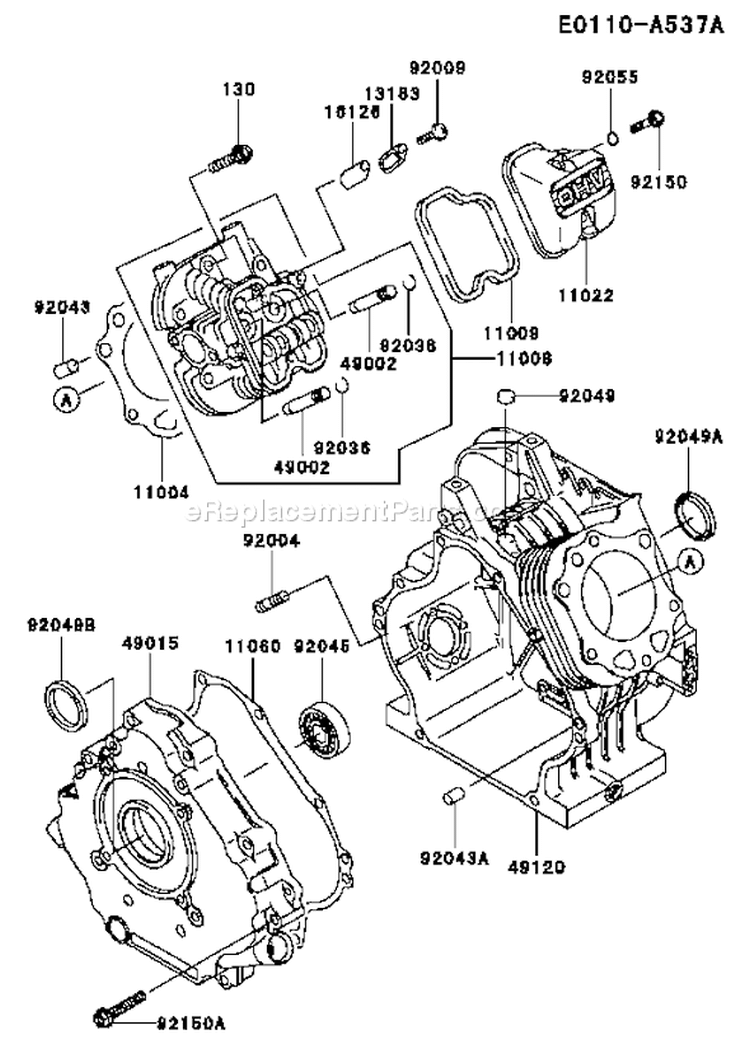 Page E Diagram and Parts List for FE290D AS51 Kawasaki Engine