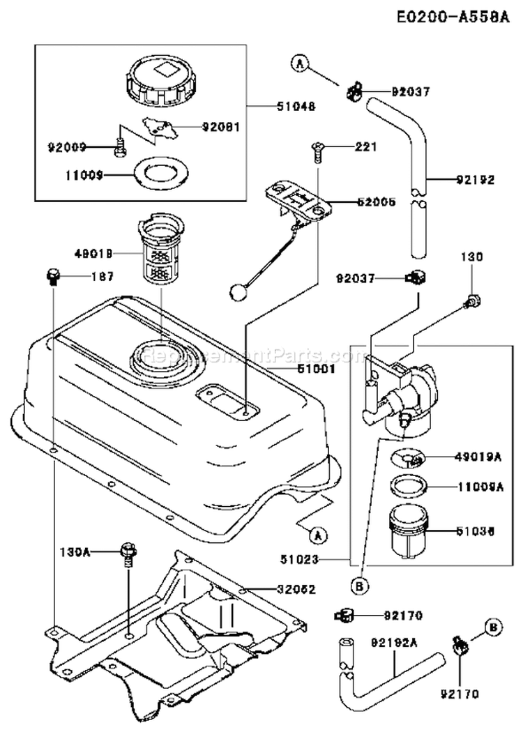 Page G Diagram and Parts List for FE290D AS51 Kawasaki Engine