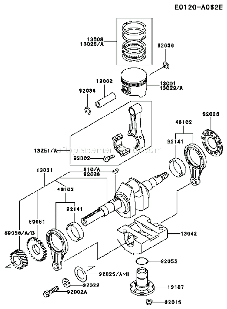 Page J Diagram and Parts List for FE290D AS13 Kawasaki Engine