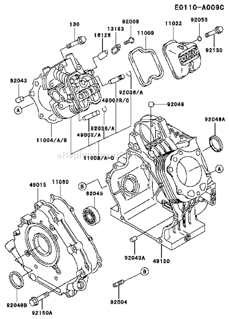 Page E Diagram and Parts List for FE290D AS13 Kawasaki Engine