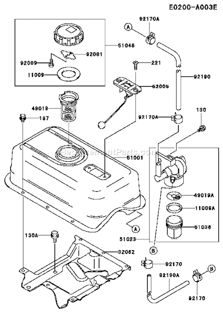 Page G Diagram and Parts List for FE290D AS14 Kawasaki Engine